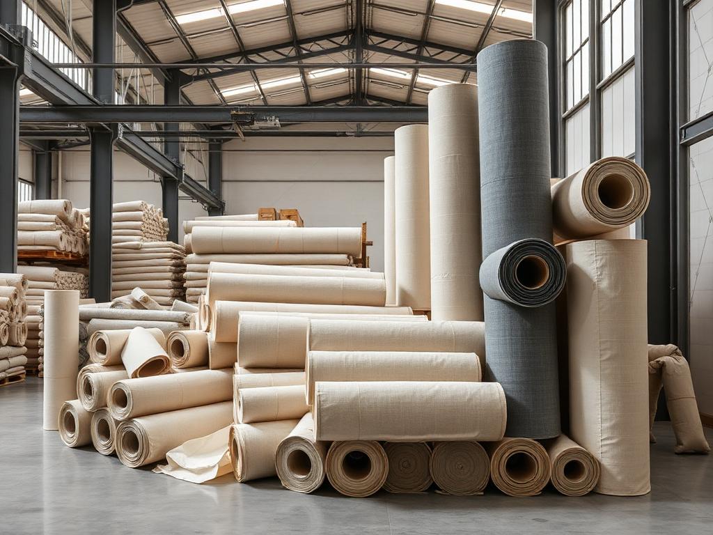 Fabric rolls in a modern warehouse